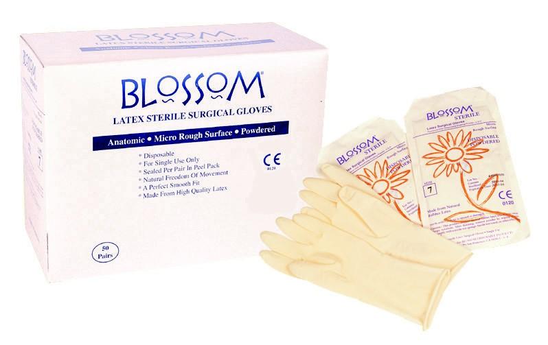 Перчатки хирургические Blossom латексные стерильные одноразовые опудренные