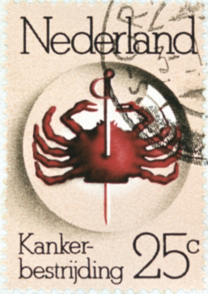 Почтовая марка (Нидерланды) с эмблемой противораковой борьбы
