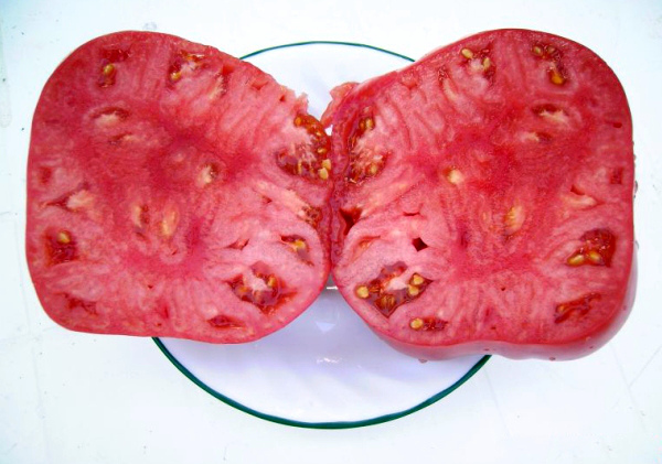 Плоды помидора Розовый мед в разрезе