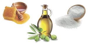 мед, оливковое масло и соль