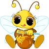 Милая пчелка ест мед | Векторный клипарт
