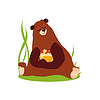 Мультяшный медведь обниматься Мед. в стиле Flat | Векторный клипарт