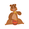 Девчушки мультяшный бурый медведь Характер Eatin Мед | Векторный клипарт