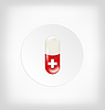 Красный капсулы таблетки с медицинским крестом | Векторный клипарт