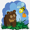 Медведь и пчелы | Векторный клипарт
