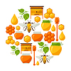Фон дизайн с медом и пчел объектов | Векторный клипарт