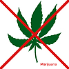Зеленый лист марихуаны пересекли красные линии | Векторный клипарт