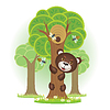 Медведь поднимается дерево для меда | Векторный клипарт