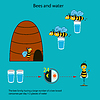 Пчелы и вода | Векторный клипарт