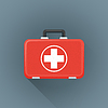 Плоские красные медицинской значок чемодан | Векторный клипарт