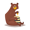 Медведь есть сладкий мед | Векторный клипарт
