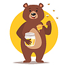 Медведь любит есть мед | Векторный клипарт