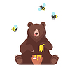 Медведь любит есть сладкий мед | Векторный клипарт