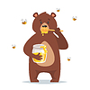 Медведь любит есть сладкий мед | Векторный клипарт